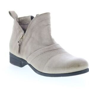 Miz Mooz Slinky Wide Leather Side Zip Ankle Boots Gray Size EU 41 Or US 9.5/10